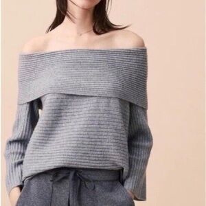 Lou and Grey Gray ribbed sweater size XS cowl neck or off shoulder